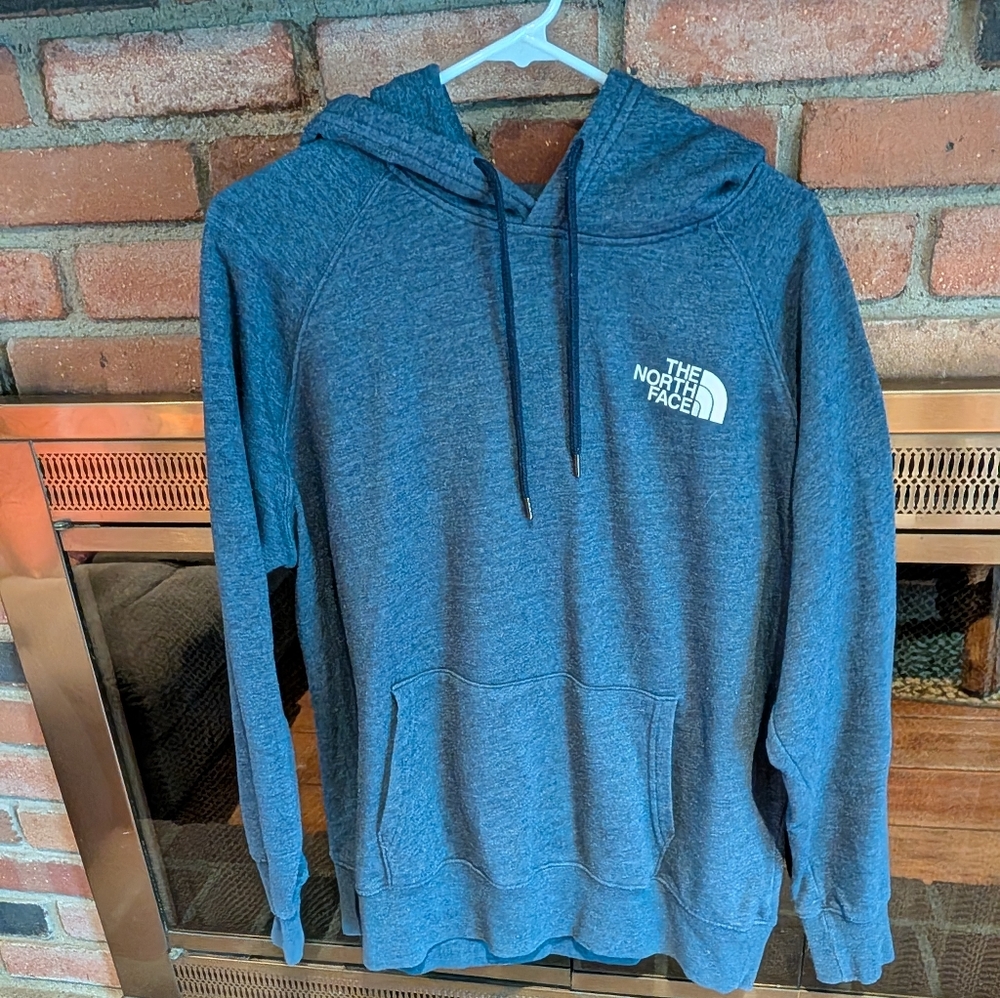 North Face Womens Heathered Blue Hoodie Sweatshirt - size large